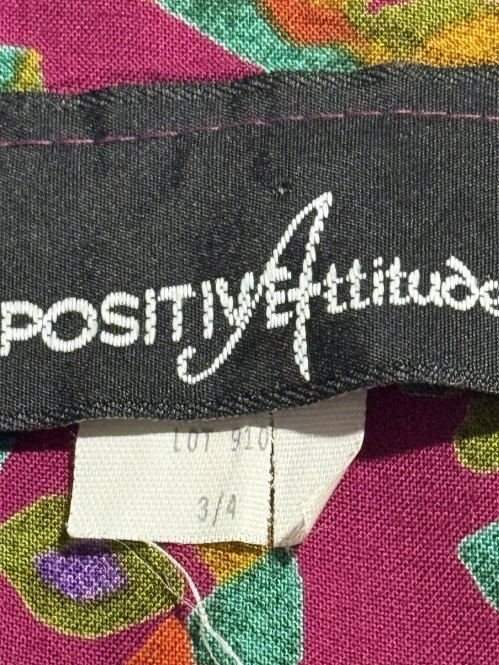 Abstract Geometric Button Front Dress Size 3/4 Vintage 80s Positive Attitude - Picture 10 of 11
